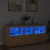 Image de vidaXL Buffet avec Lumières LED Armoire avec Porte Meuble de Rangement Organisateur de Salle de Séjour Intérieur 3208997