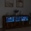 Image de Buffet Avec Lumières Led Chêne Fumé 162x37x67 Cm Vidaxl