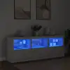 Image de Buffet Avec Lumières Led Blanc 181,5x37x67 Cm Vidaxl
