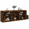 Image de Buffet Avec Lumières Led Chêne Fumé 181,5x37x67 Cm Vidaxl