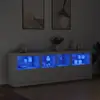 Image de Buffet Avec Lumières Led Blanc 202x37x67 Cm Vidaxl