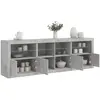 Image de Buffet Avec Lumières Led Gris Béton 202x37x67 Cm Vidaxl