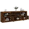 Image de Buffet Avec Lumières Led Chêne Fumé 202x37x67 Cm Vidaxl