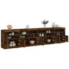 Image de Buffet Avec Lumières Led Chêne Fumé 283x37x67 Cm Vidaxl