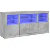 Image de Vidaxl buffet avec lumières led gris béton 142,5x37x67 cm