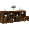 Image de Buffet Avec Lumières Led Chêne Fumé 163x37x67 Cm Vidaxl