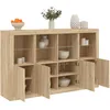 Image de Buffets Avec Lumières Led 3 Pcs Chêne Sonoma Bois D'ingénierie Vidaxl
