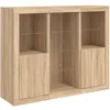 Image de Buffet bas - VIDAXL - 3 pcs - Chêne Sonoma - Éclairage LED réglable - Design contemporain