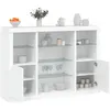 Image de vidaXL Buffets avec lumières LED 3 pcs blanc bois dingénierie meuble buffet meuble de rangement de cuisine meuble de 3209128