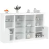 Image de Buffets Avec Lumières Led 3 Pcs Blanc Bois D'ingénierie Vidaxl