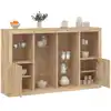 Image de Buffets Avec Lumières Led 3 Pcs Chêne Sonoma Bois D'ingénierie Vidaxl
