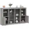 Image de Buffets Avec Lumières Led 3 Pcs Sonoma Gris Bois D'ingénierie Vidaxl