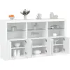 Image de Buffet Avec Lumières Led Blanc 181,5x37x100 Cm Vidaxl