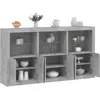 Image de Buffet Avec Lumières Led Gris Béton 181,5x37x100 Cm Vidaxl