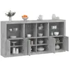 Image de Buffet Avec Lumières Led Gris Béton 202x37x100 Cm Vidaxl