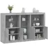 Image de Buffet Avec Lumières Led Gris Béton 162x37x100 Cm Vidaxl