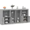 Image de Buffet Avec Lumières Led Gris Béton 202x37x100 Cm Vidaxl