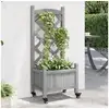 Image de Vidaxl jardinière avec treillis et roues gris bois massif de sapin