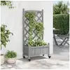 Image de Vidaxl jardinière avec treillis et roues gris bois massif de sapin