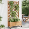 Image de Jardinière Avec Treillis Et Roues Marron Bois Massif De Sapin Vidaxl
