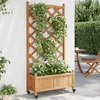 Image de vidaXL Jardinière avec treillis et roues marron bois massif de sapin 3207650