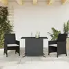 Image de Ensemble De Bistro 3 Pcs Avec Coussins Noir Résine Tressée Vidaxl