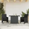 Image de Ensemble De Bistro 3 Pcs Avec Coussins Noir Résine Tressée Vidaxl