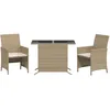 Image de Ensemble De Bistro 3 Pcs Avec Coussins Beige Résine Tressée Vidaxl