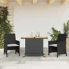 Image de Ensemble De Bistro 3 Pcs Avec Coussins Noir Résine Tressée Vidaxl