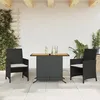 Image de vidaXL Ensemble de Bistro avec Coussins 3 pcs Chaises et Table de Patio Meubles de Terrasse Arrière-cour Extérieur Noir 365124
