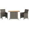 Image de Ensemble De Bistro 3 Pcs Avec Coussins Gris Résine Tressée Vidaxl