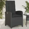 Image de vidaXL Chaise inclinable de jardin avec coussins noir résine tressée 365161