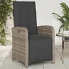 Image de Chaise Inclinable De Jardin Et Repose-pied Gris Résine Tressée Vidaxl
