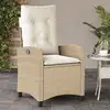 Image de Chaise Inclinable De Jardin Avec Coussins Beige Résine Tressée Vidaxl