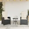Image de Chaises Inclinables De Jardin Lot De 2 Et Coussins Noir Rotin Vidaxl