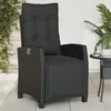 Image de Chaise Inclinable De Jardin Et Repose-pied Noir Résine Tressée Vidaxl