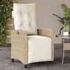 Image de Chaise Inclinable De Jardin Et Repose-pied Beige Résine Tressée Vidaxl