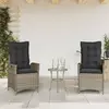 Image de Chaises Inclinables De Jardin Lot De 2 Et Coussins Gris Rotin Vidaxl