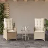 Image de Chaises Inclinables De Jardin Lot De 2 Et Coussins Beige Rotin Vidaxl