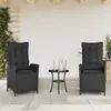 Image de Chaises Inclinables De Jardin Lot De 2 Repose-pied Noir Rotin Vidaxl