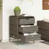 Image de Armoire De Rangement De Jardin Et 3 Tiroirs Gris Résine Tressée Vidaxl