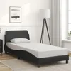 Image de vidaXL Cadre de Lit avec Tête de Lit Lit Rembourré avec Sommier à Lattes Lit Simple avec Pied Lit Adulte de Chambre Noir 373078