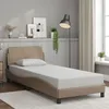 Image de vidaXL Cadre de Lit avec Tête de Lit Lit Rembourré avec Sommier à Lattes Lit Simple avec Pied Chambre Cappuccino 80x200 373082