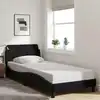 Image de Cadre De Lit Avec Tête De Lit Dover Noir 90x190 Cm Tissu Vidaxl
