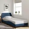 Image de Cadre De Lit Avec Tête De Lit Dover Bleu 90x190 Cm Tissu Vidaxl