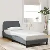 Image de Cadre De Lit Dover Gris Foncé 90x190 Cm Velours Vidaxl