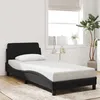 Image de vidaXL Cadre de Lit avec Tête de Lit Lit Rembourré avec Sommier à Lattes Lit Simple avec Pied Lit Adulte de Chambre Noir 373094