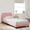 Image de Cadre De Lit Avec Tête De Lit Dover Rose 90x190 Cm Velours Vidaxl