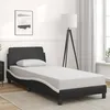 Image de vidaXL Cadre de Lit avec Tête de Lit Lit Rembourré avec Sommier à Lattes Lit Simple avec Pied Chambre Noir et Blanc 373103
