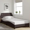 Image de vidaXL Cadre de Lit avec Tête de Lit Lit Rembourré avec Sommier à Lattes Lit Simple avec Pied Chambre Marron Foncé 373128